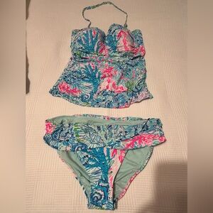 Two-Piece Tankini Swim Set in Aqua Floral